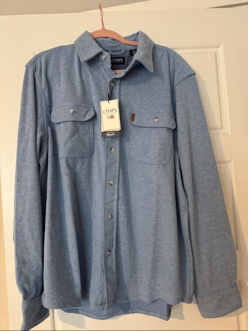 Chaps Men's Light Blue Button-Down Workshirt